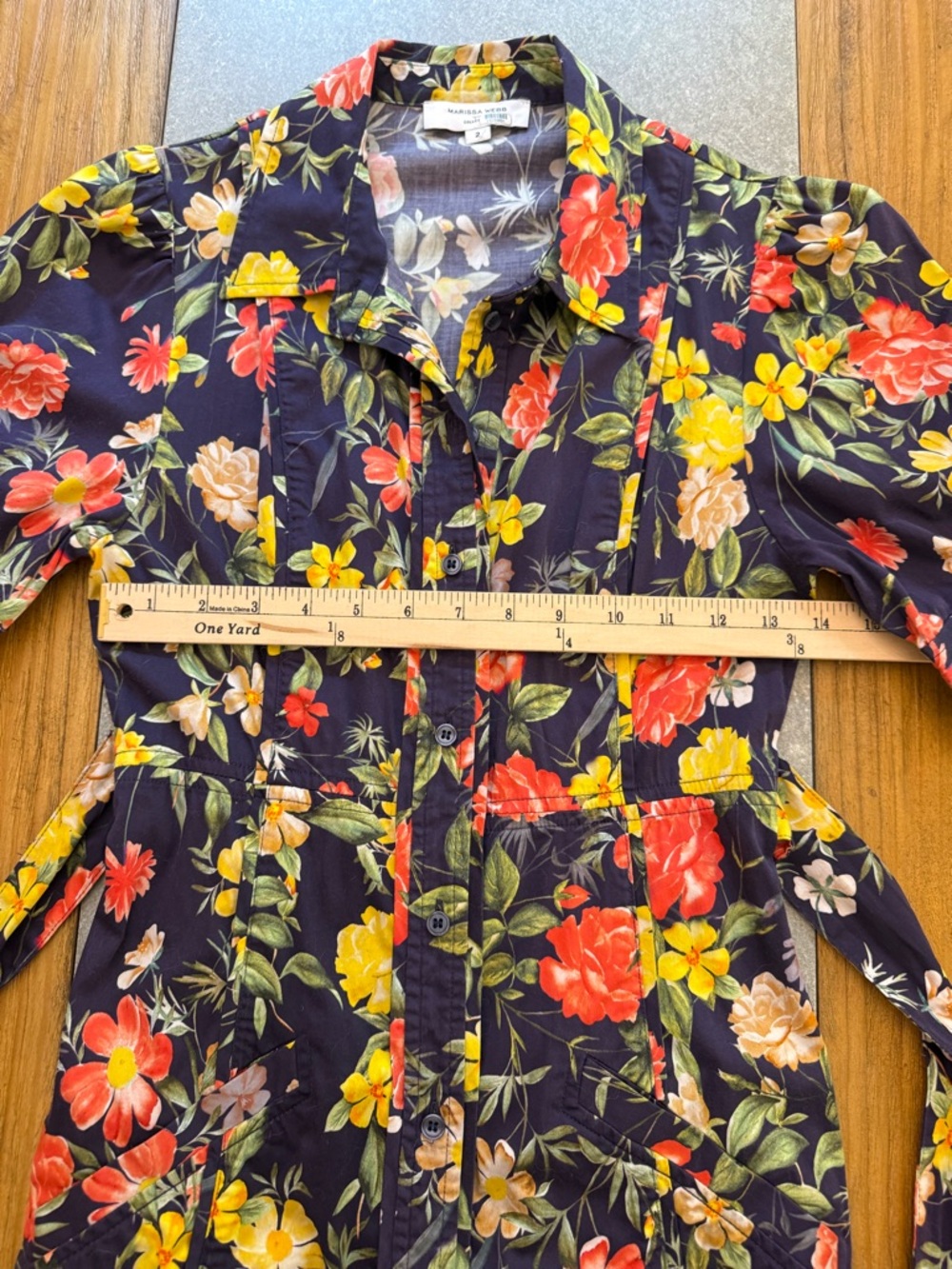 Marissa Webb "Dolly" Floral Button Down Mini Dress Navy Multi Color Size 2 - Picture 13 of 14